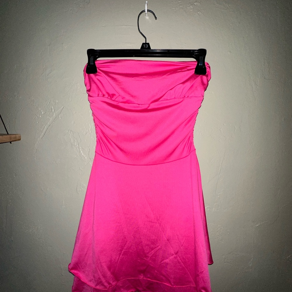 Hot Pink Strapless Mini Dress